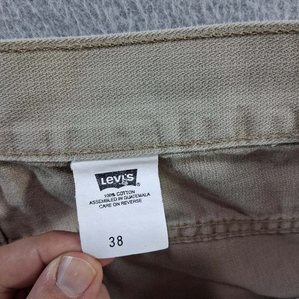 Vintage Levi's Carpenter Shorts 38 Tan Khaki Cotton Denim Baggy Hammer Loop